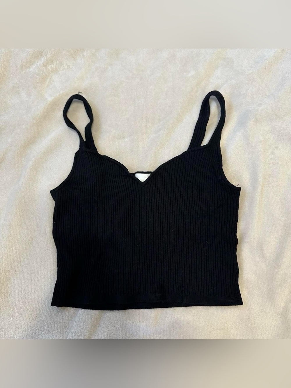 H&M Black Crop Tank with Sweetheart Neckline